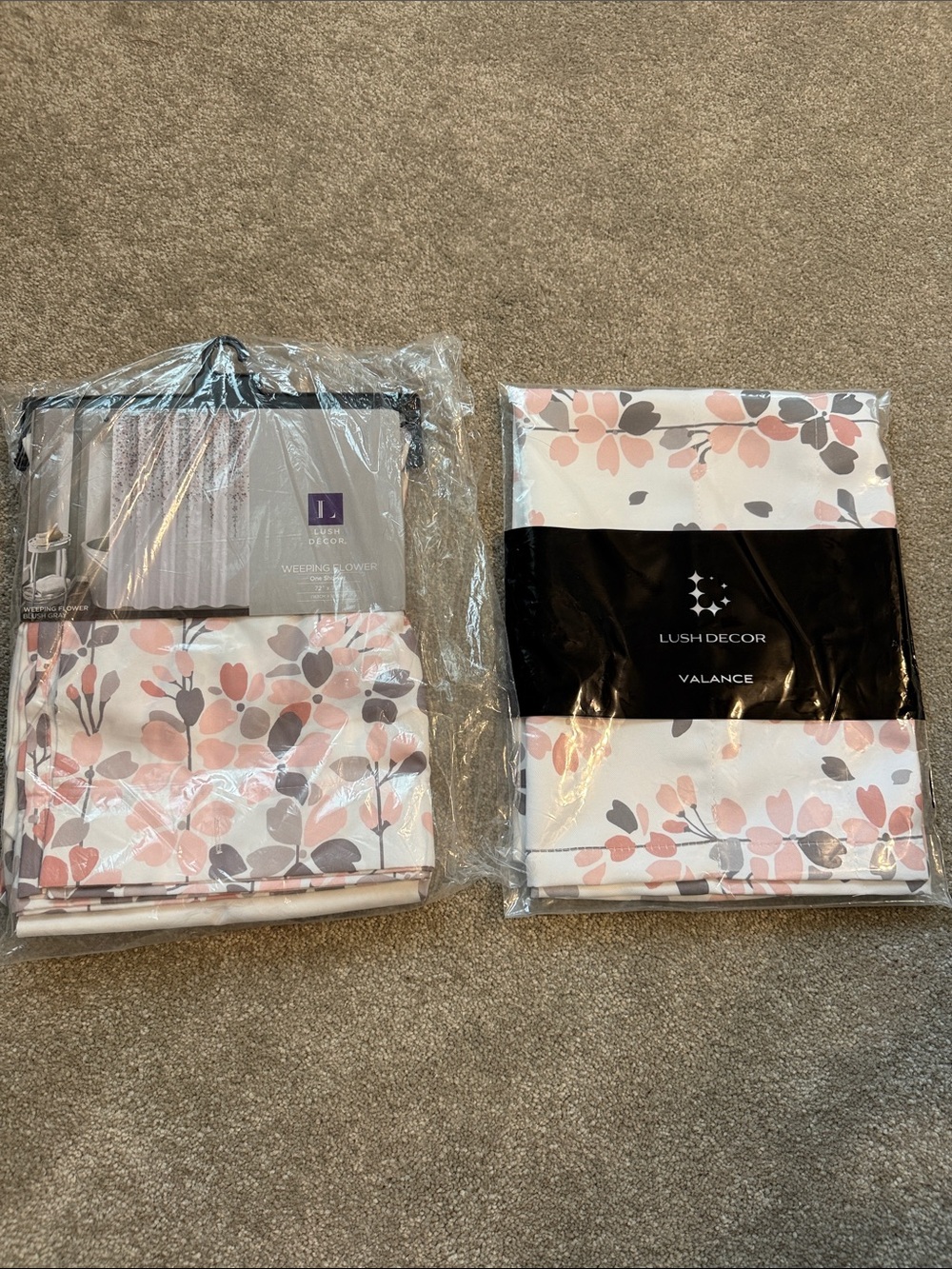 Lush Decor Pink Floral Shower Curtain - and Valance set weeping flowers